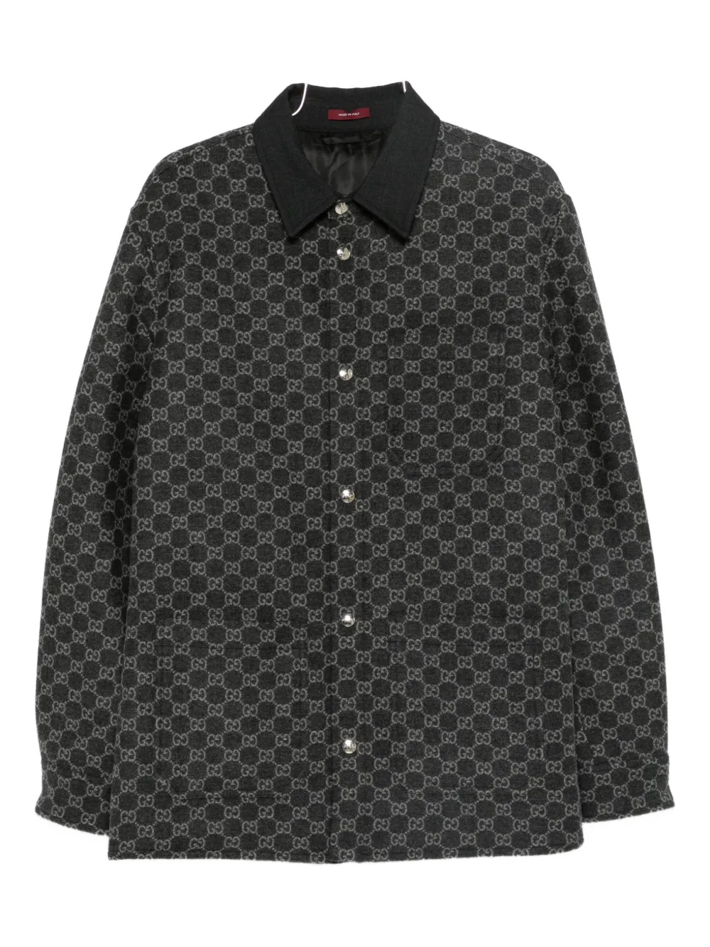 Gucci Monogram-pattern Buttoned Jacket In Black