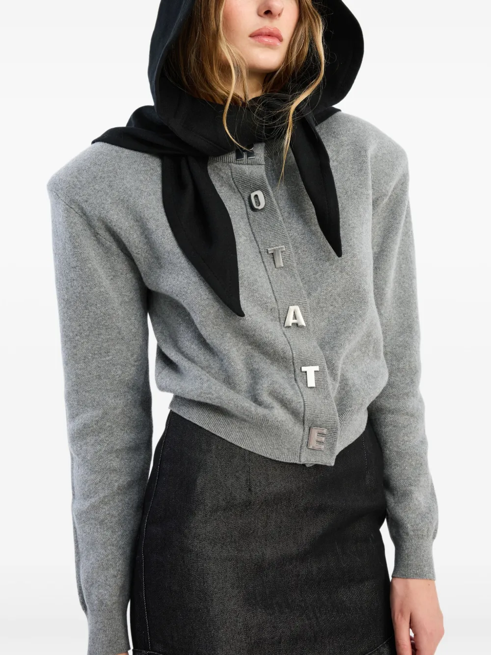 ROTATE BIRGER CHRISTENSEN Gebreid vest met letter Grijs