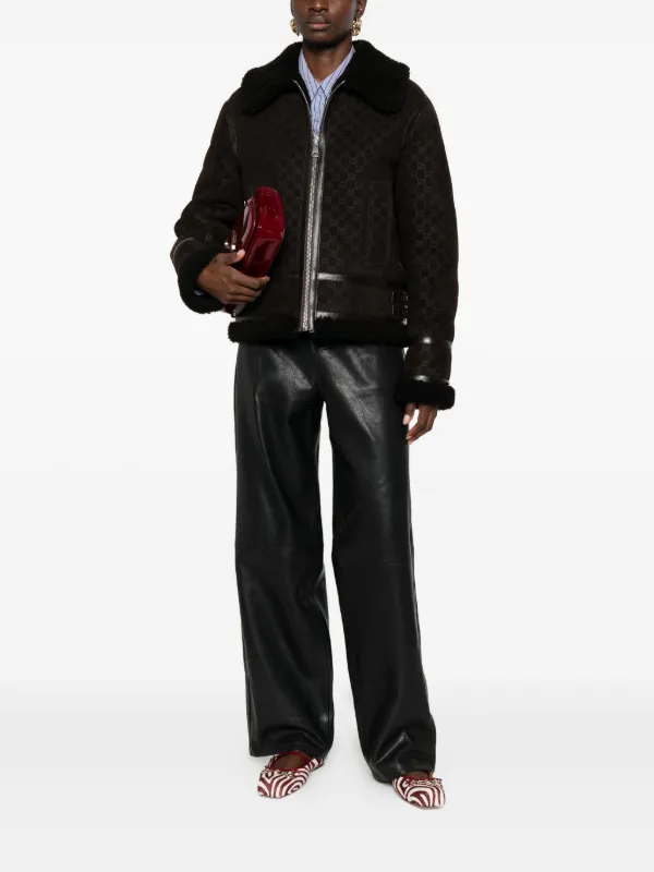 GUCCI ブラウンレザージャケット　 ミンクファー付き GUCCI ブラウンレザージャケット ミンクファー付き GUCCI ブラウン