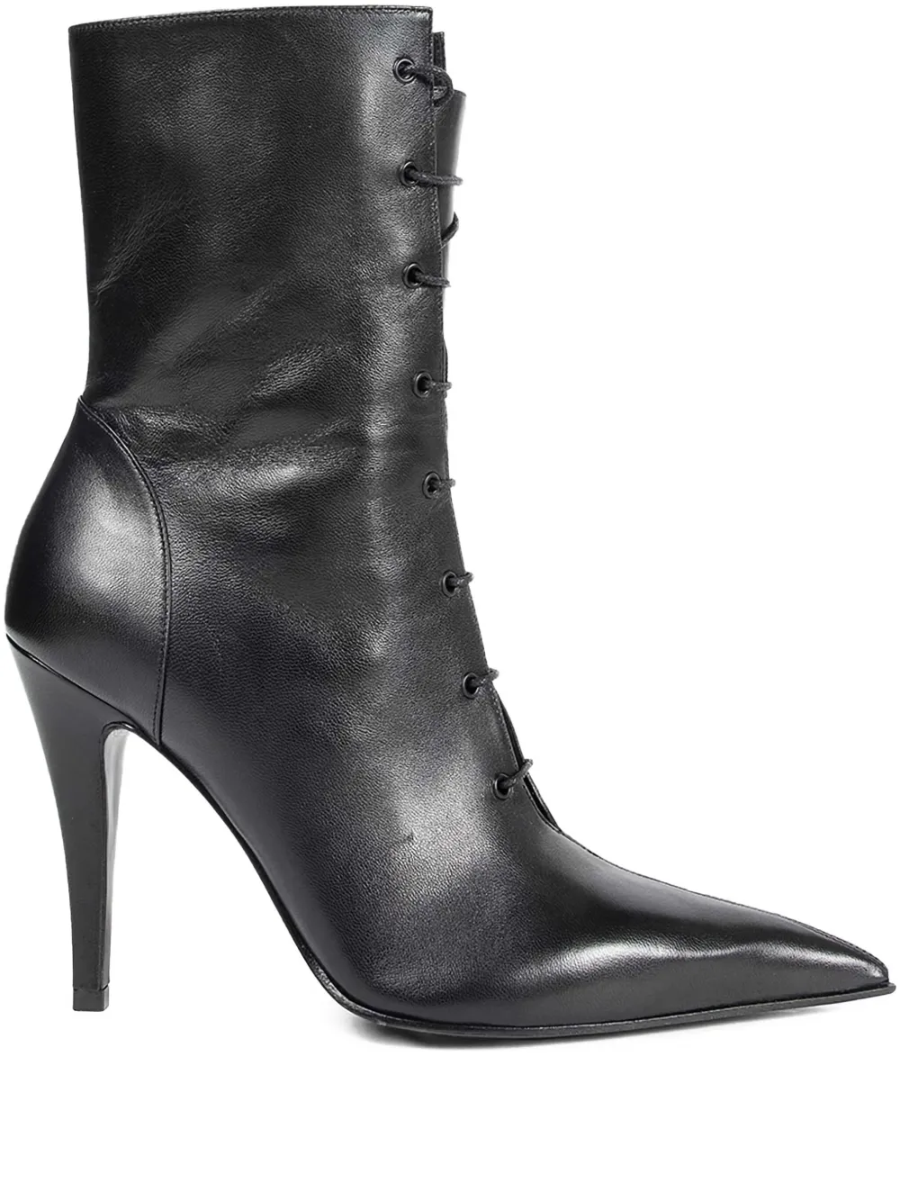 Alexander McQueen Stiletto leren enkellaarzen met veters Zwart