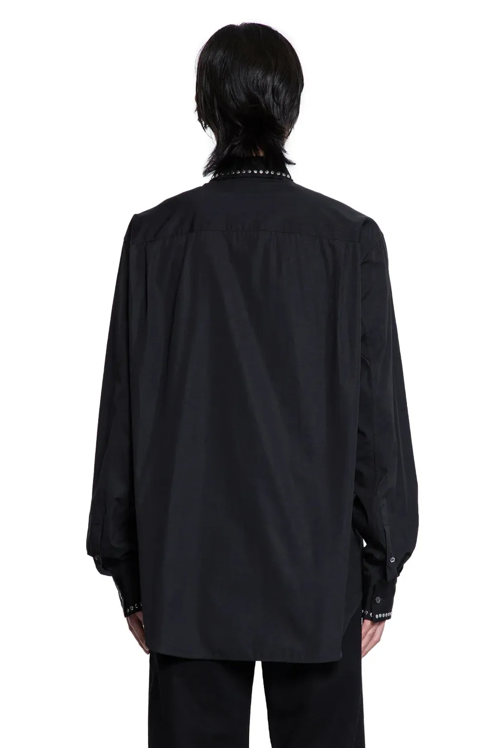 Alexander Mcqueen Studded Cotton Poplin Shirt In Black