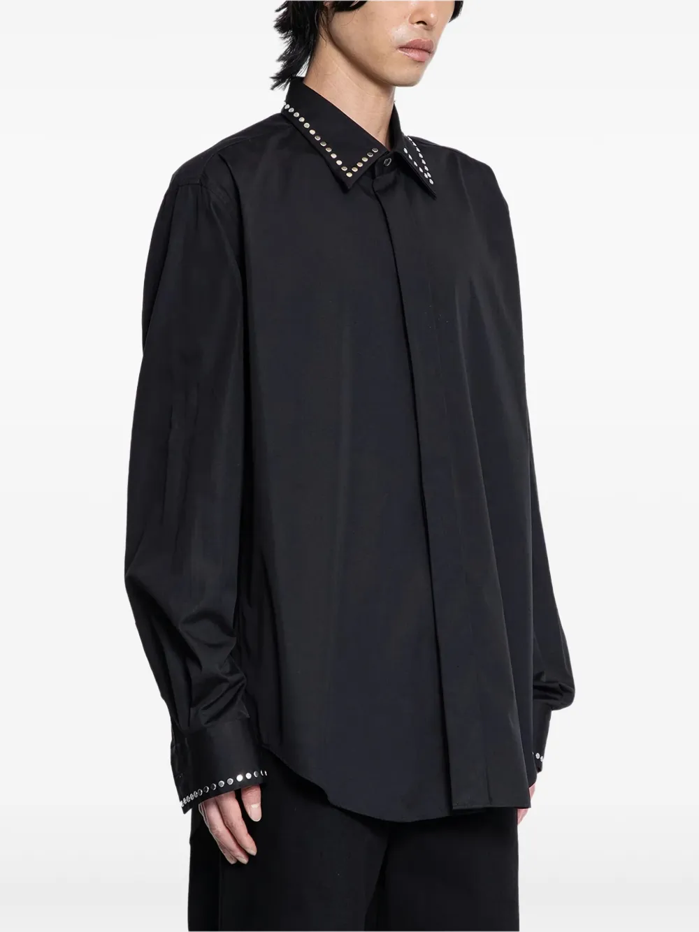 Alexander McQueen Katoenen popeline overhemd met studs Zwart