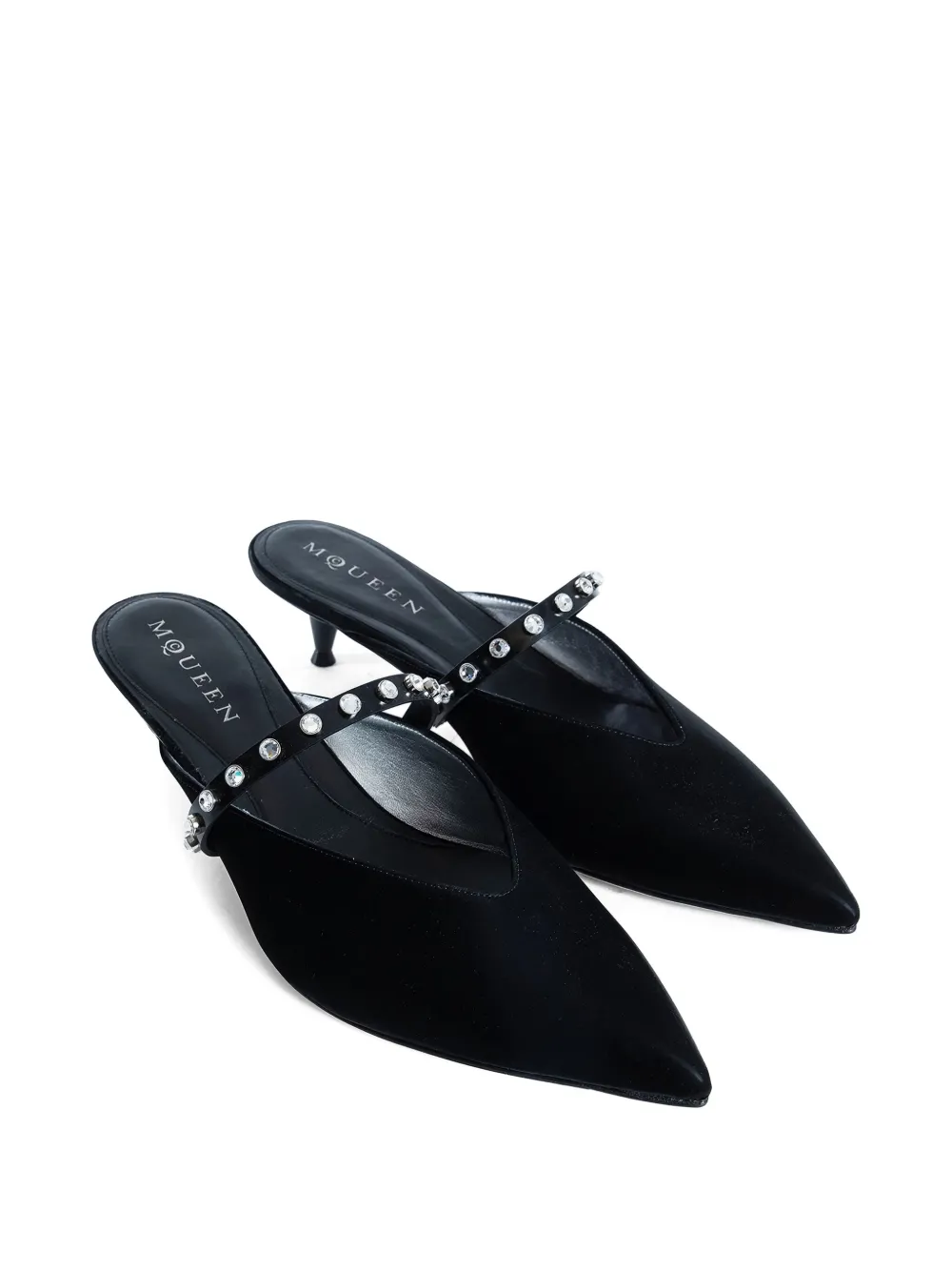 Alexander Mcqueen 50mm Revel Embellished Slingback Mules In Black