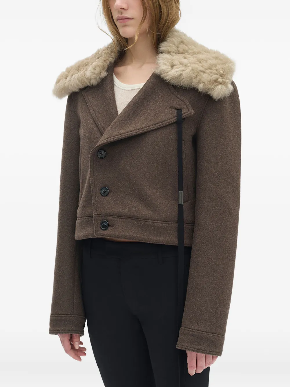 Ann Demeulemeester Wiebke Cropped Jacket In Brown