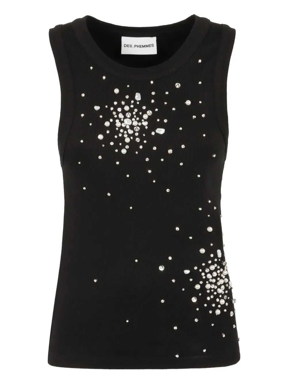 DES PHEMMES crystal-embellished sleeveless top - Nero
