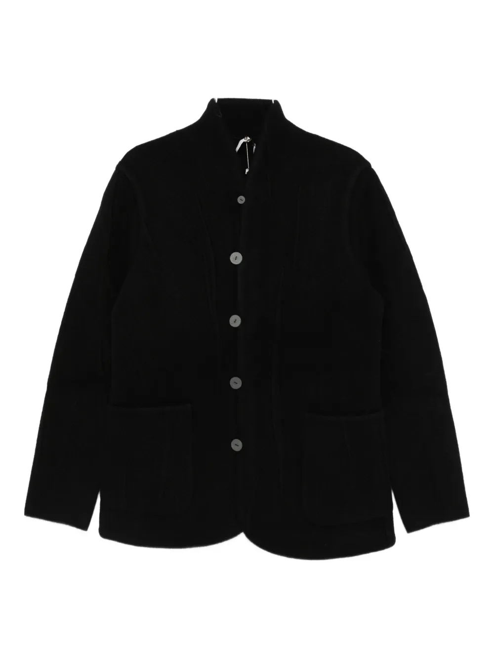Label Under Construction pleat-detail button-up jacket | Black | Image 1