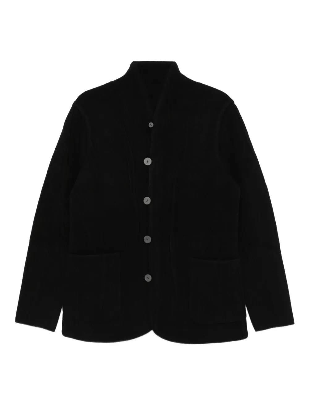 Label Under Construction pleat-detail button-up jacket | Black | Image 1
