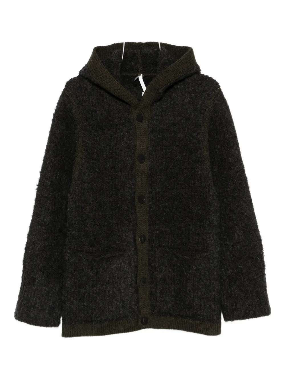 Label Under Construction Hooded Brushed-effect Coat In Brown