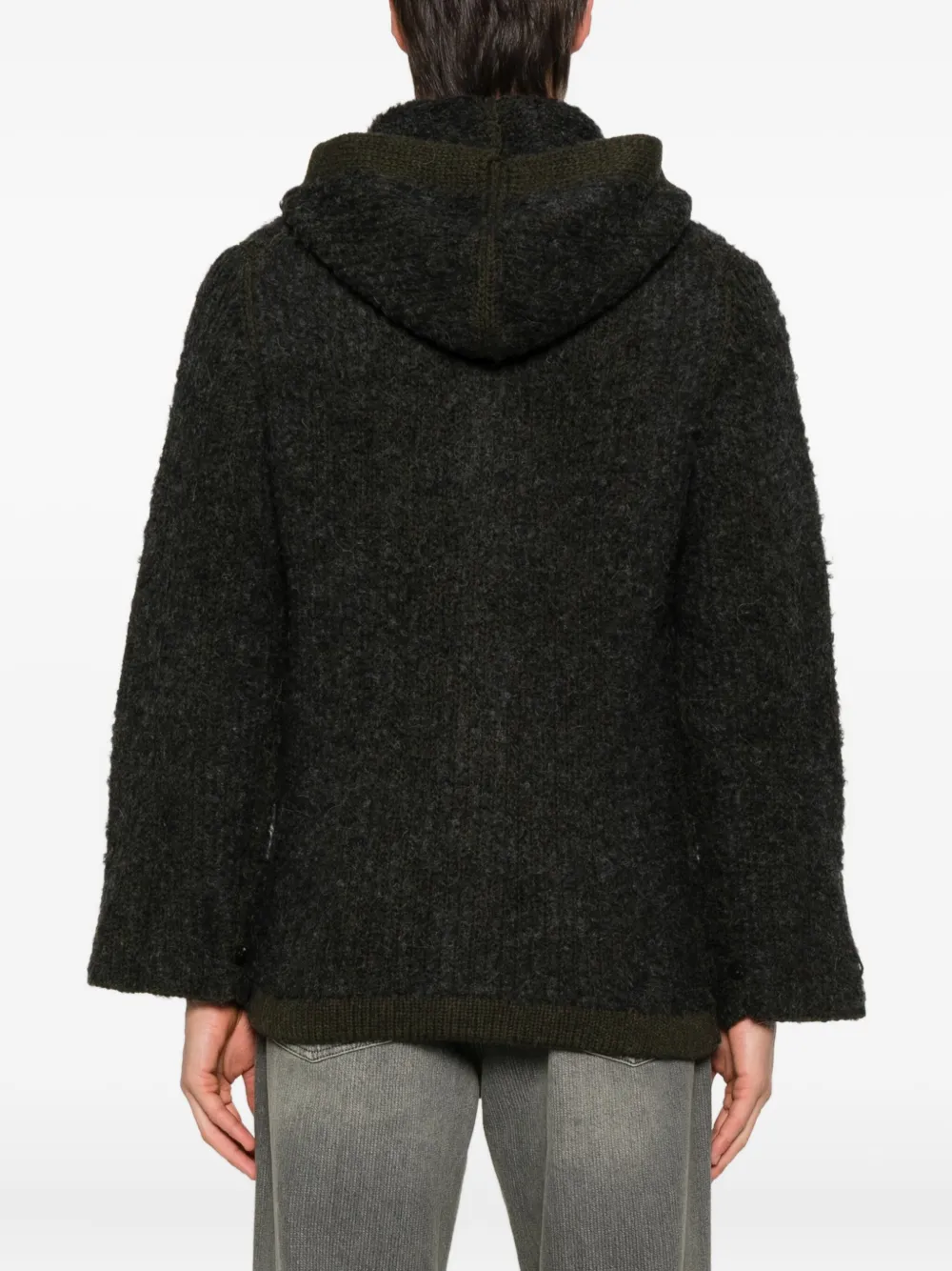 Label Under Construction Hooded Brushed-effect Coat In Brown