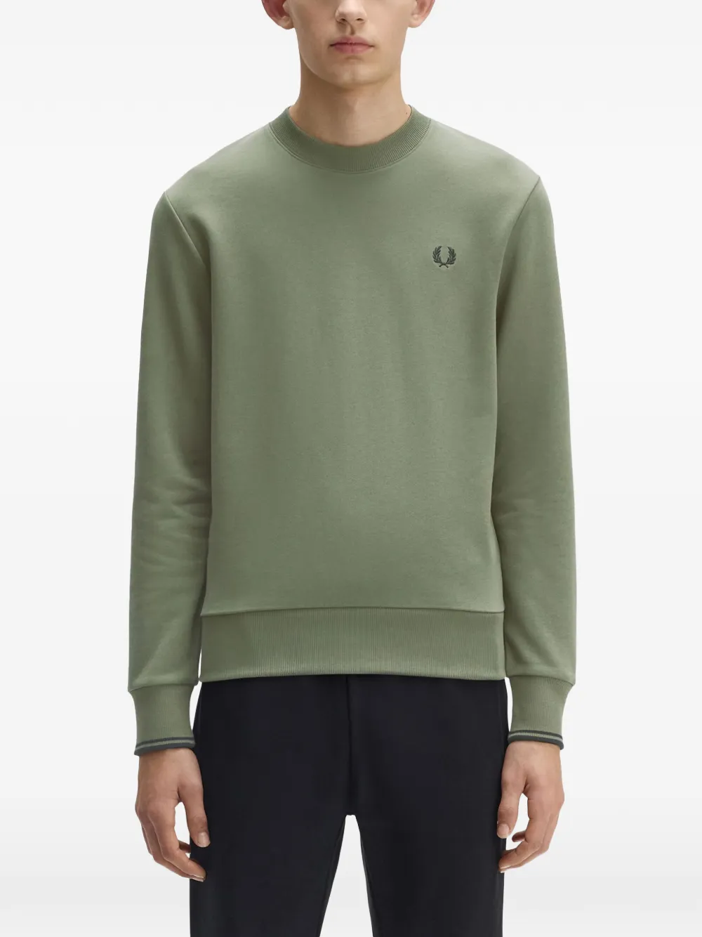 Fred Perry logo crew neck sweater - Groen