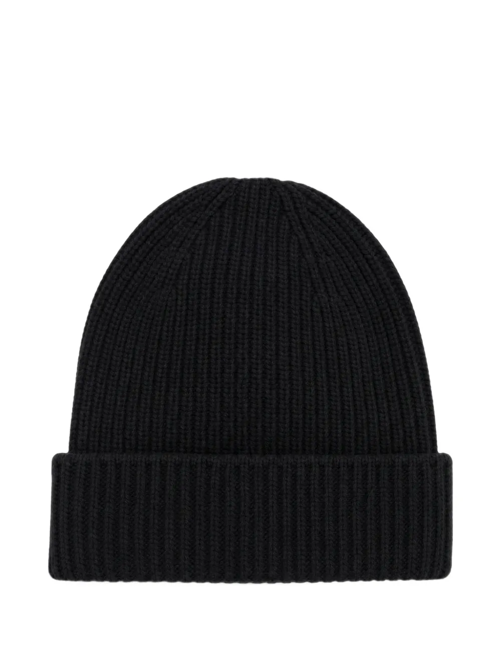 THE (Alphabet) Gerippte Beanie - Schwarz