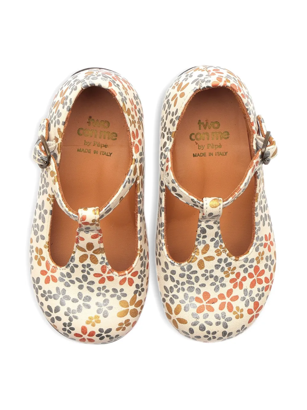 Two Con Me By Pépé Floral-pattern Buckle Ballerinas In Neutral