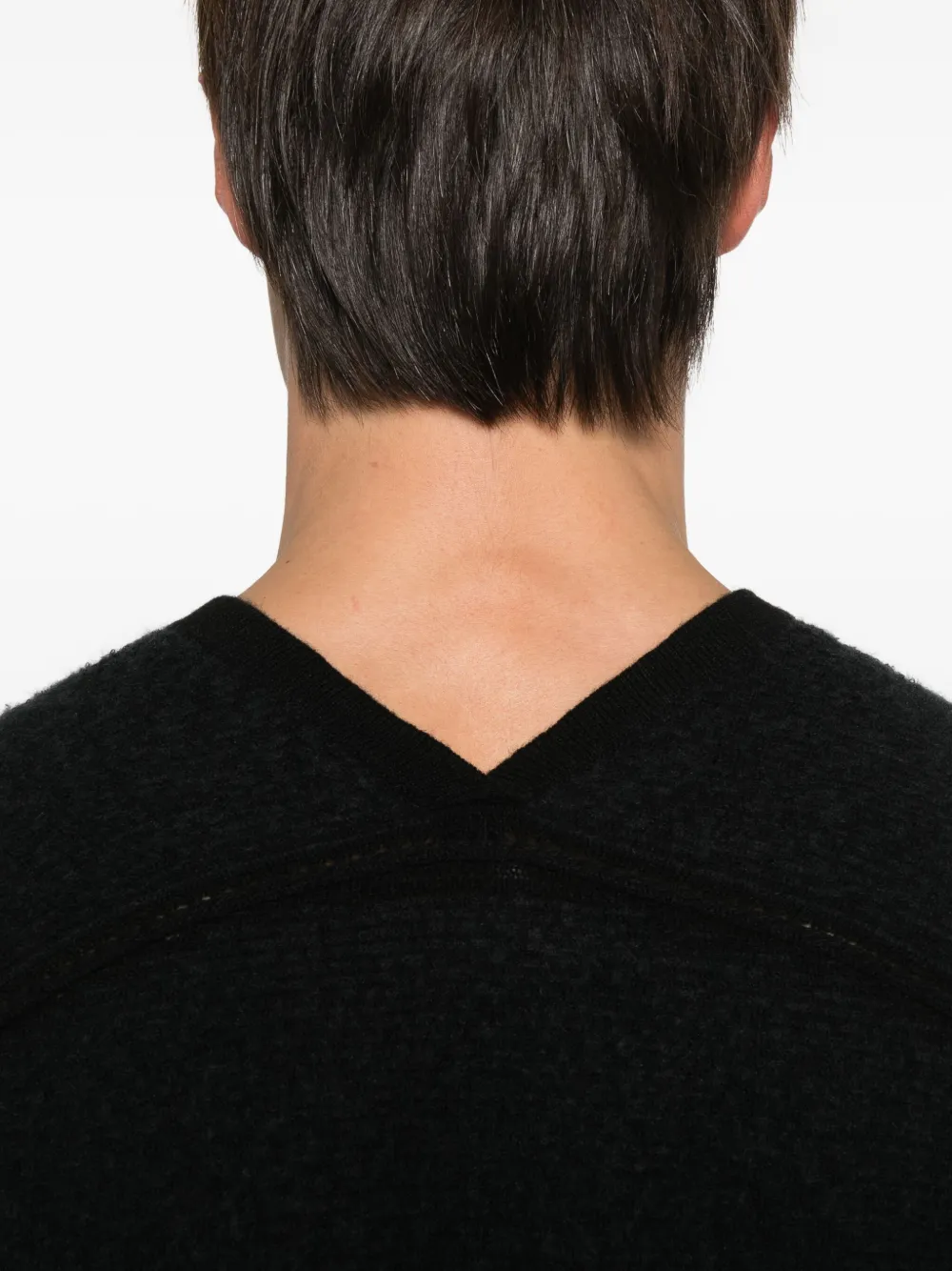 Label Under Construction Seam-detail V-neck T-shirt In Black