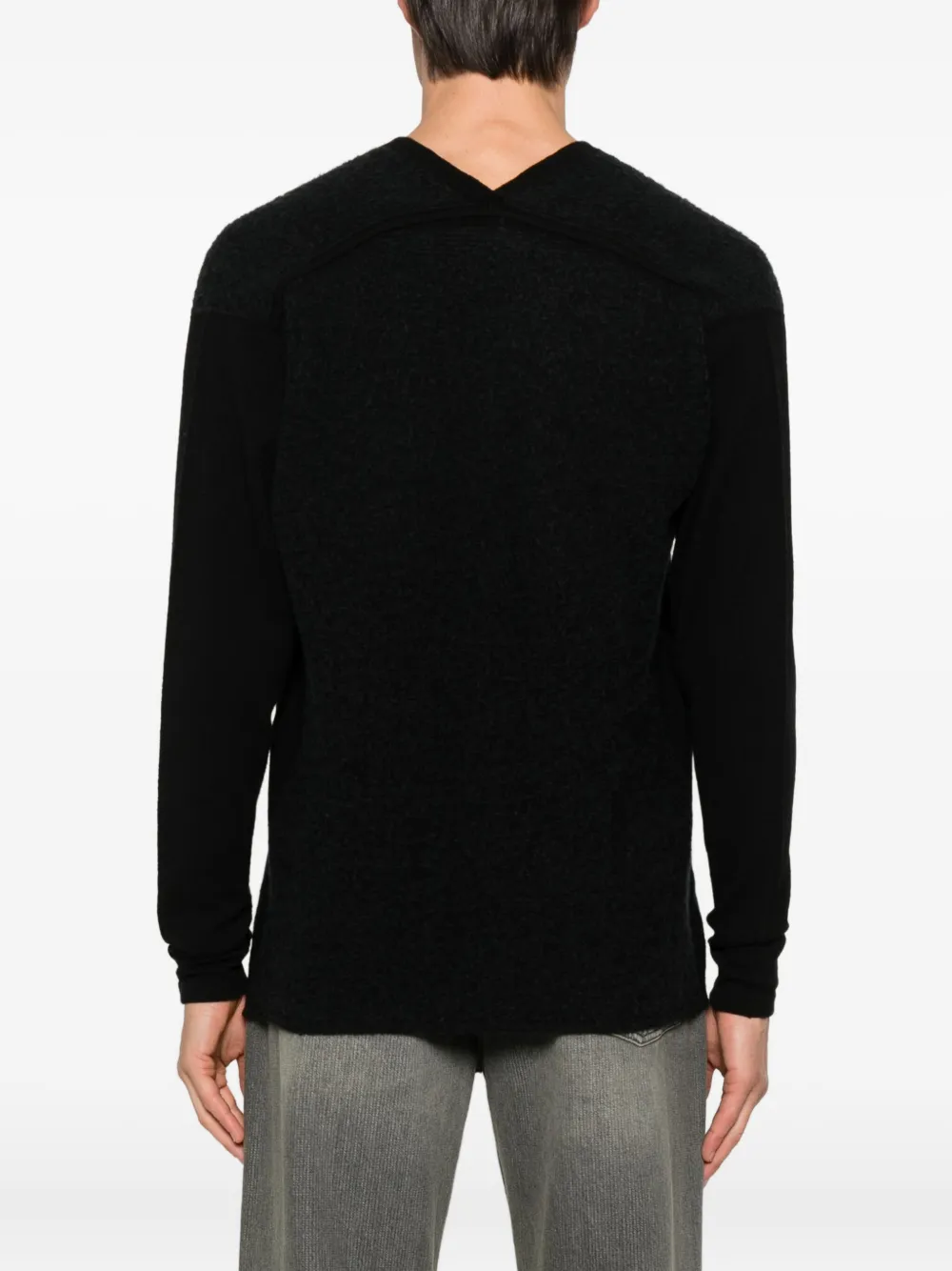 Label Under Construction Seam-detail V-neck T-shirt In Black