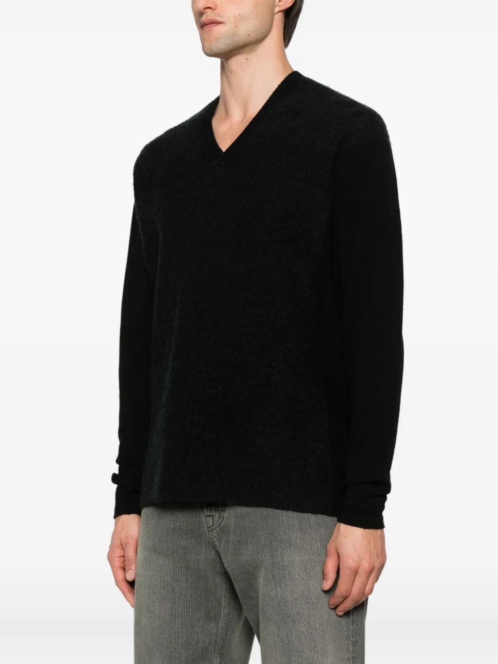 Label Under Construction Seam-detail V-neck T-shirt In Black