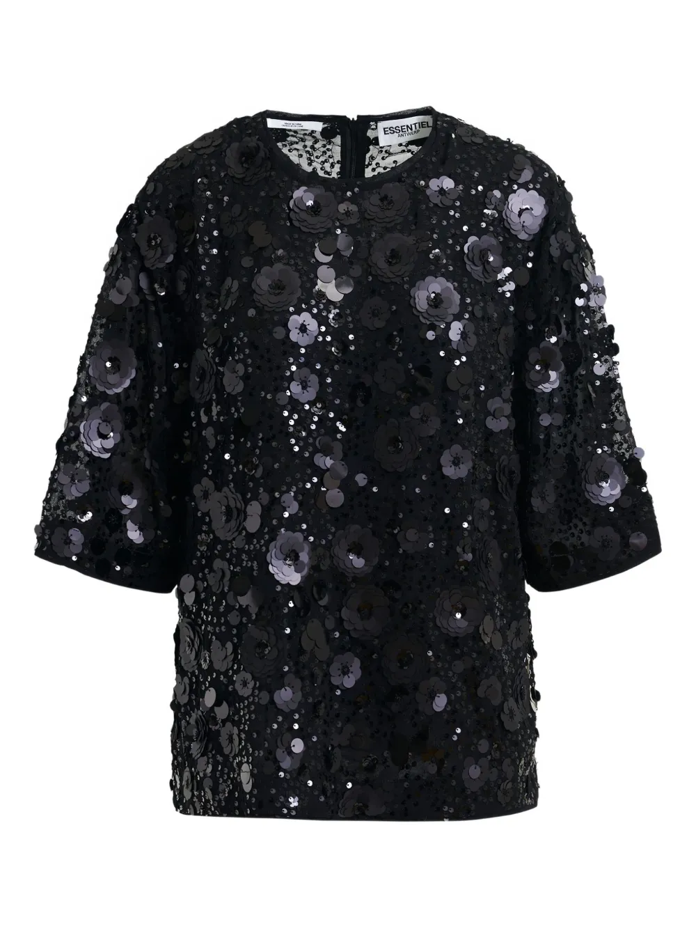 Essentiel Antwerp Isparkle Flower-sequin Blouse In Black