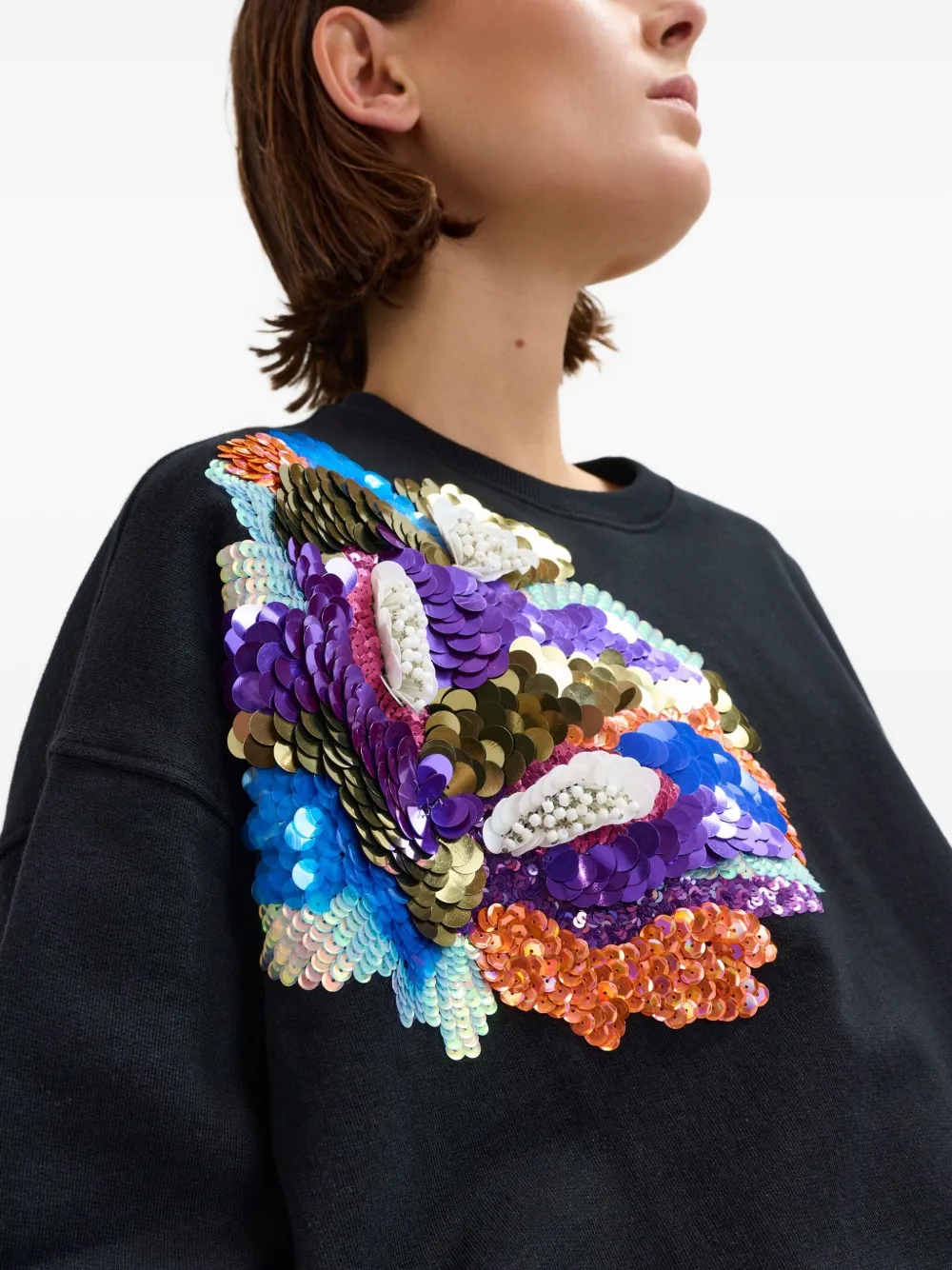 Essentiel Antwerp Ivening sweater met bloemenprint Zwart