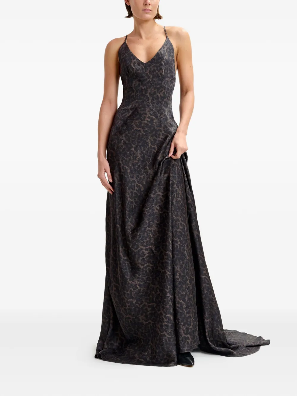 Essentiel Antwerp Idont Leopard-print Maxi Dress In Blue
