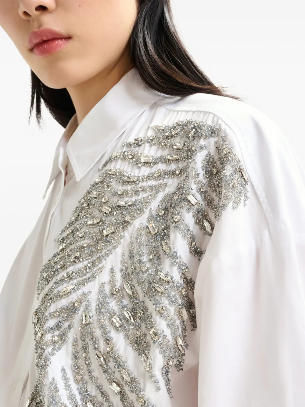 Essentiel Antwerp Iliza blouse met veren detail Wit