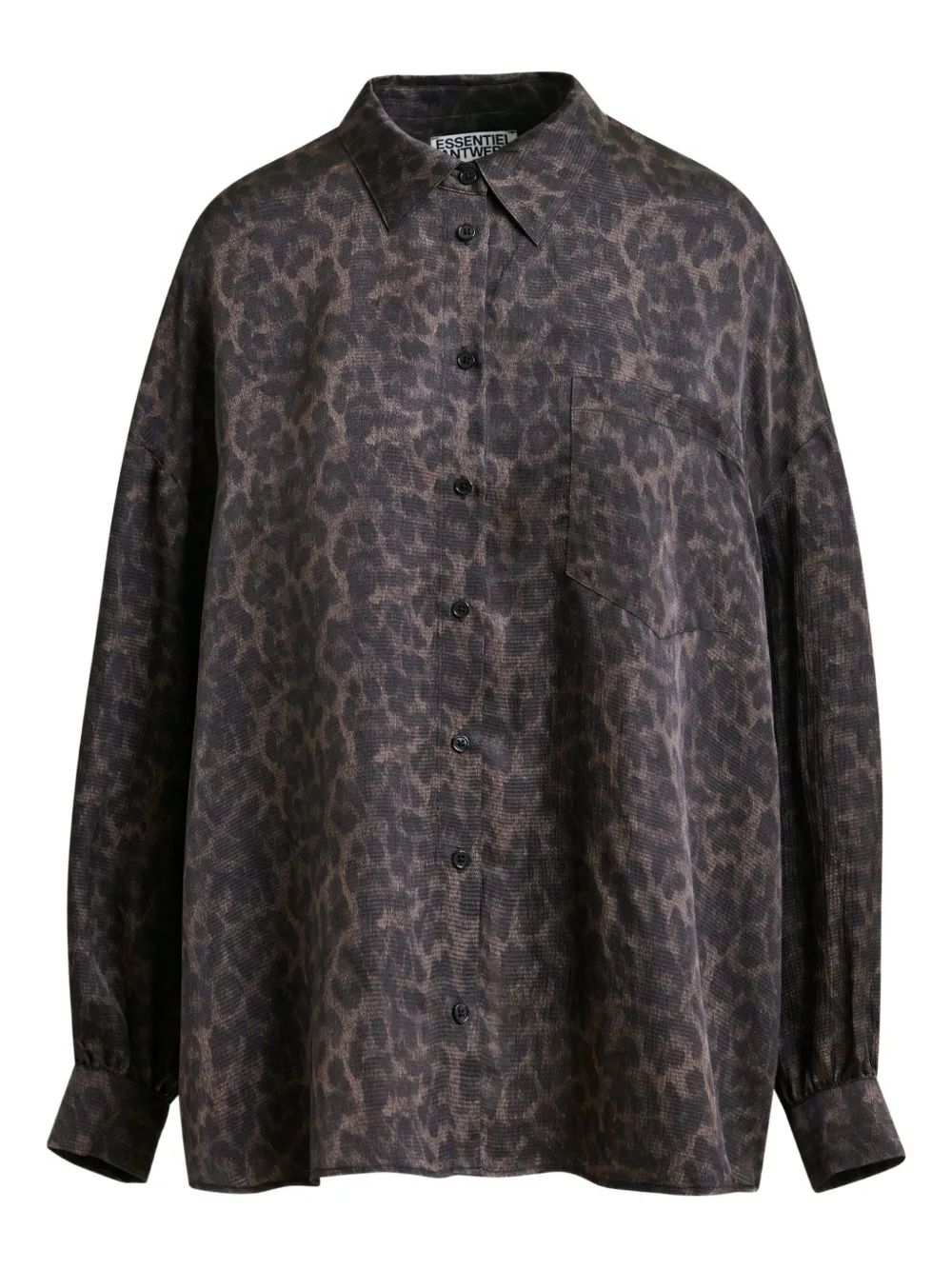 Essentiel Antwerp Ilorin Leopard-print Ruffled Shirt In Black