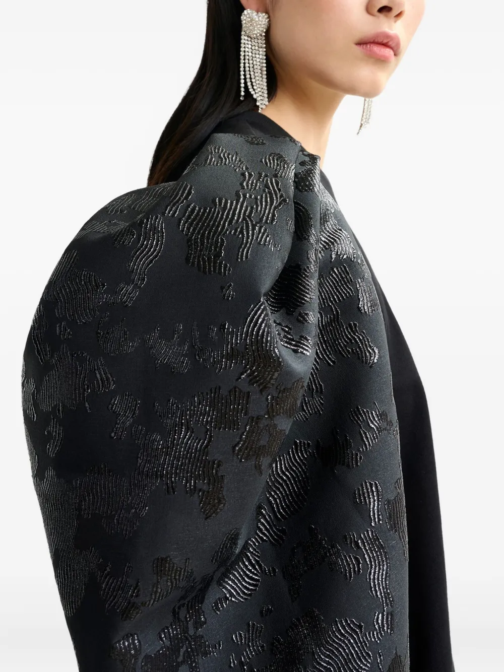 Essentiel Antwerp Imortal Jacquard-sleeves Top In Black