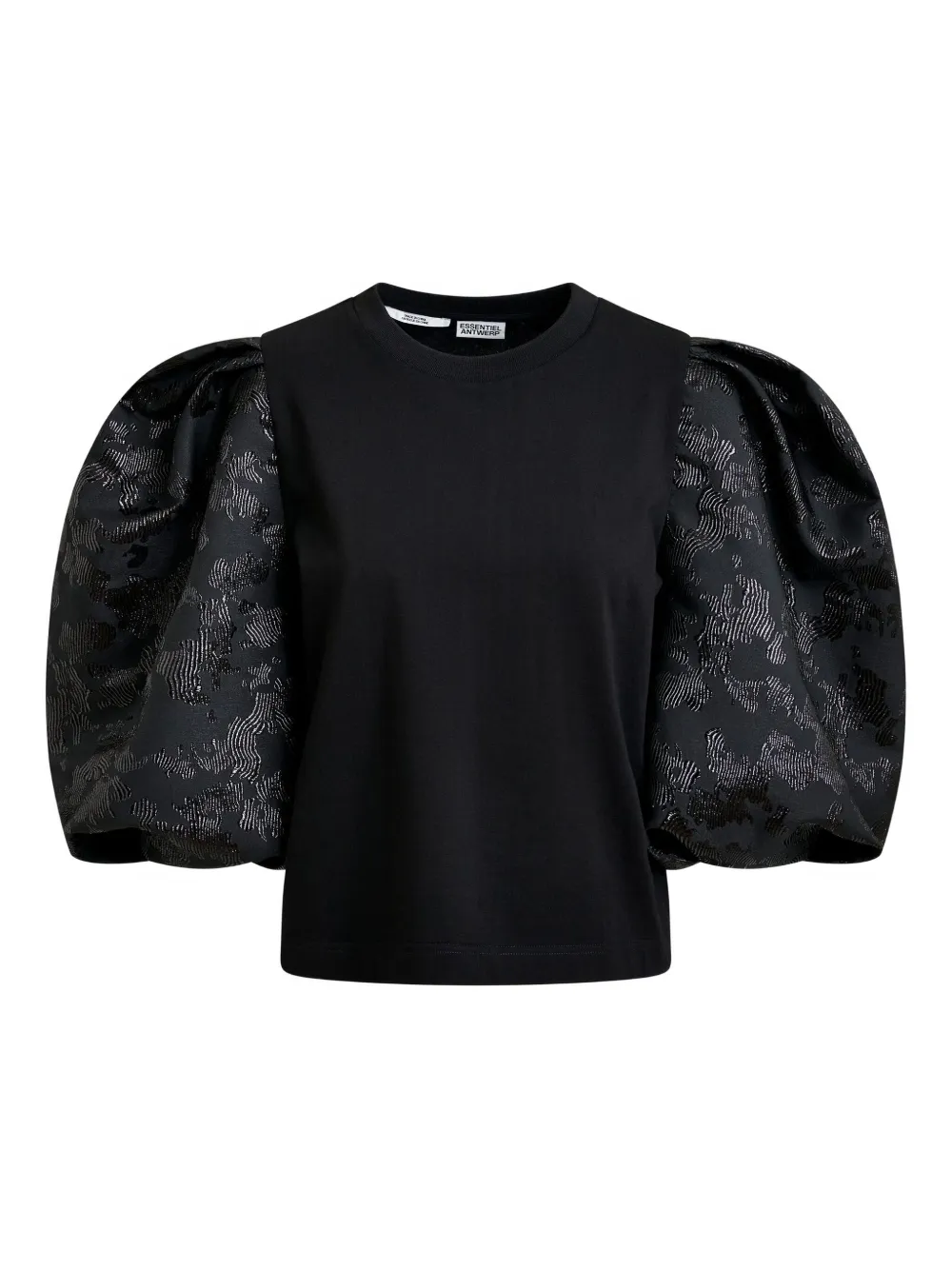 Essentiel Antwerp Imortal Jacquard-sleeves Top In Black