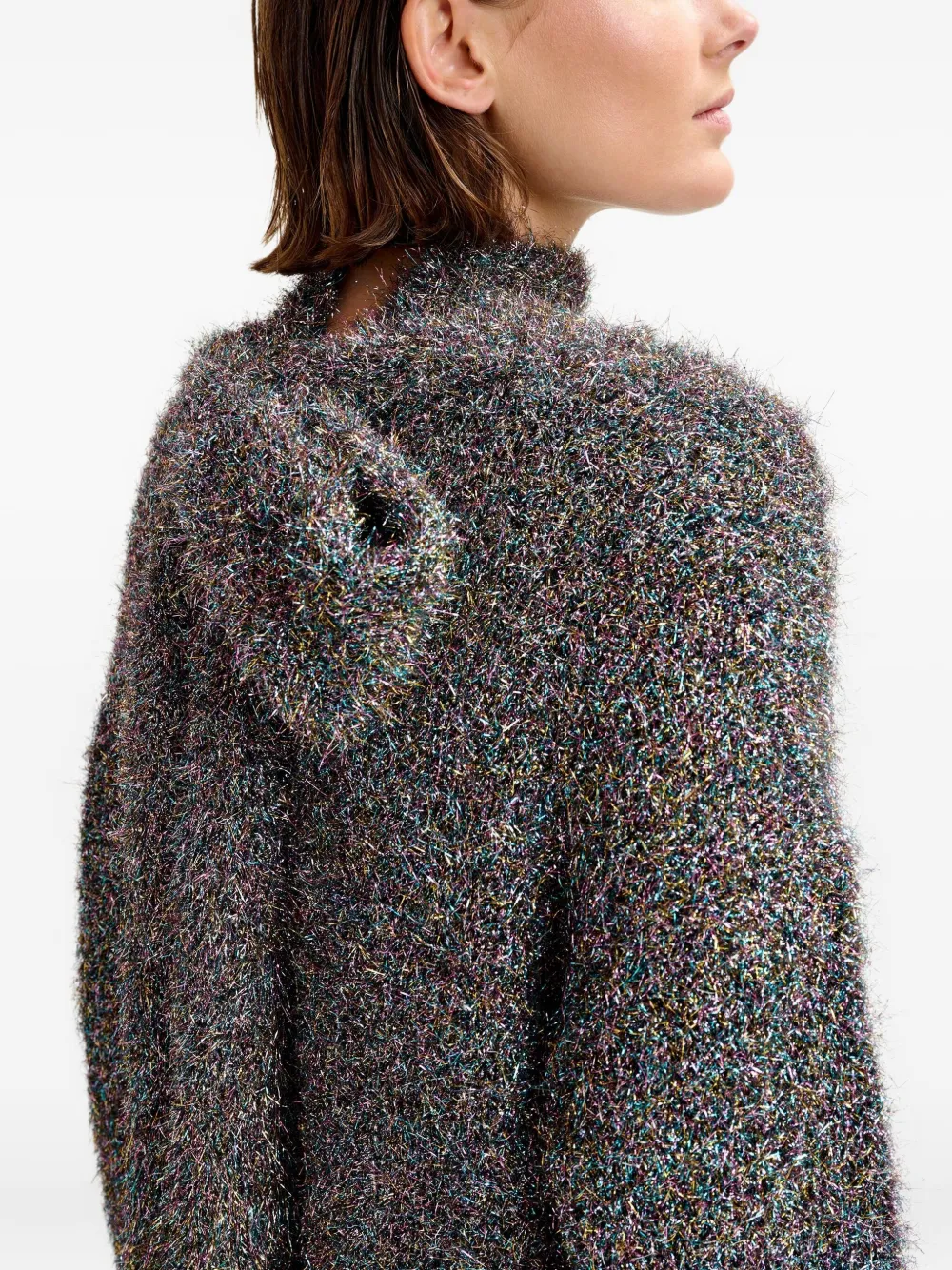 Essentiel Antwerp Istrana metallic trui met strik Grijs