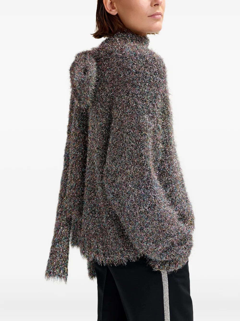 Essentiel Antwerp Istrana metallic trui met strik Grijs