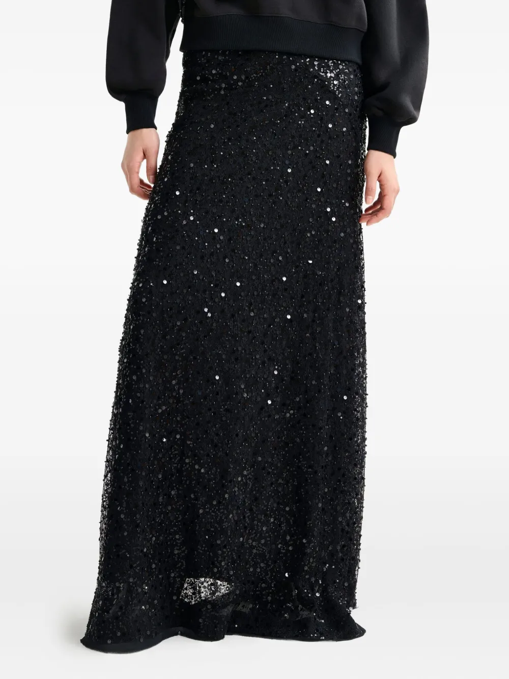 Essentiel Antwerp Isequins Sequin Beaded Maxi Skirt In Black