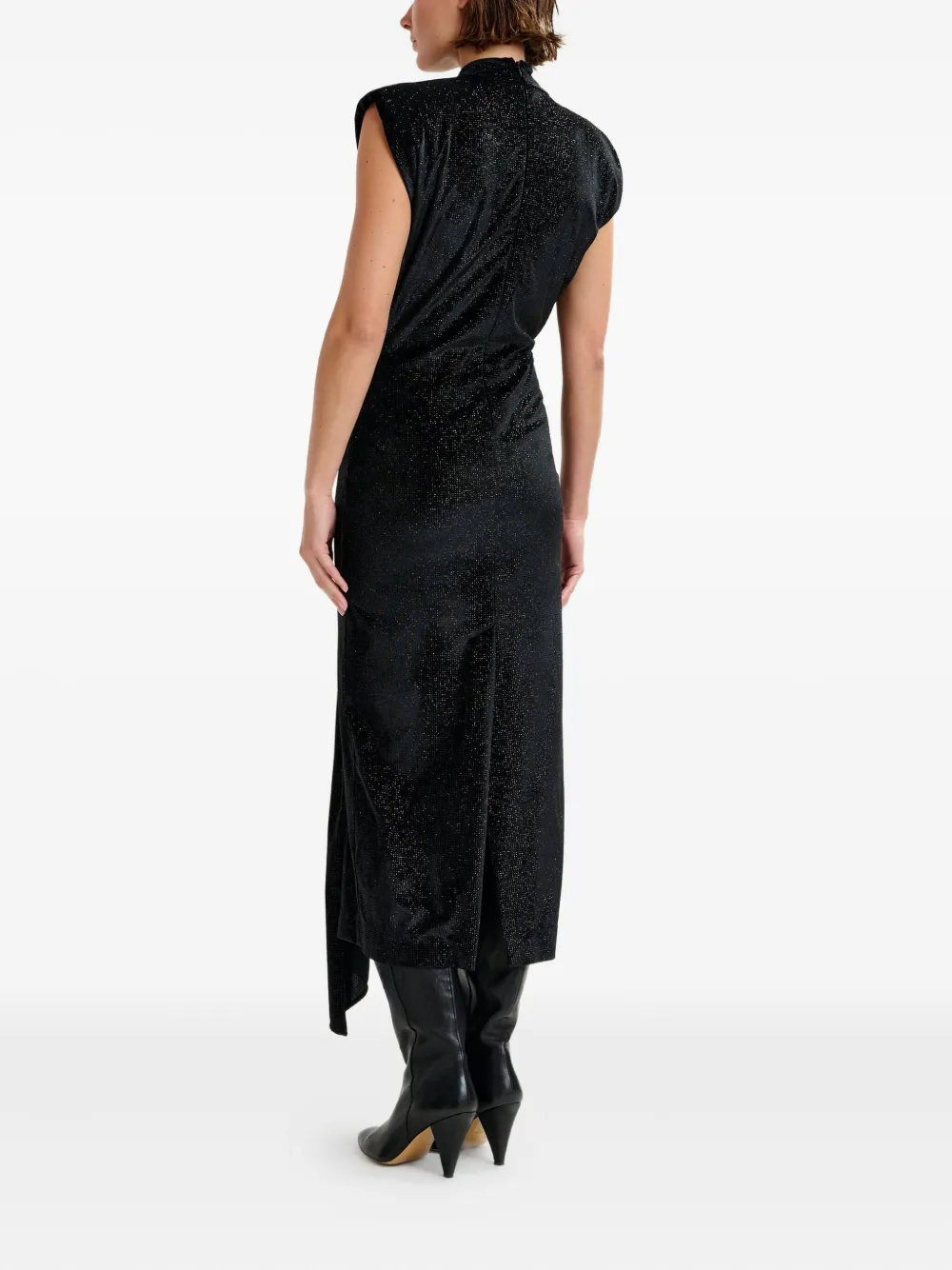 Essentiel Antwerp Inche Dots Mock Neck Midi Dress In Black
