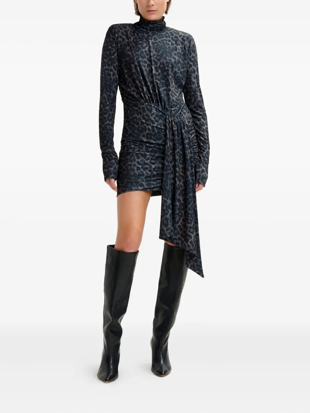 Essentiel Antwerp Imortel turtleneck leopard-print mini dress | Day Dresses | Image 2