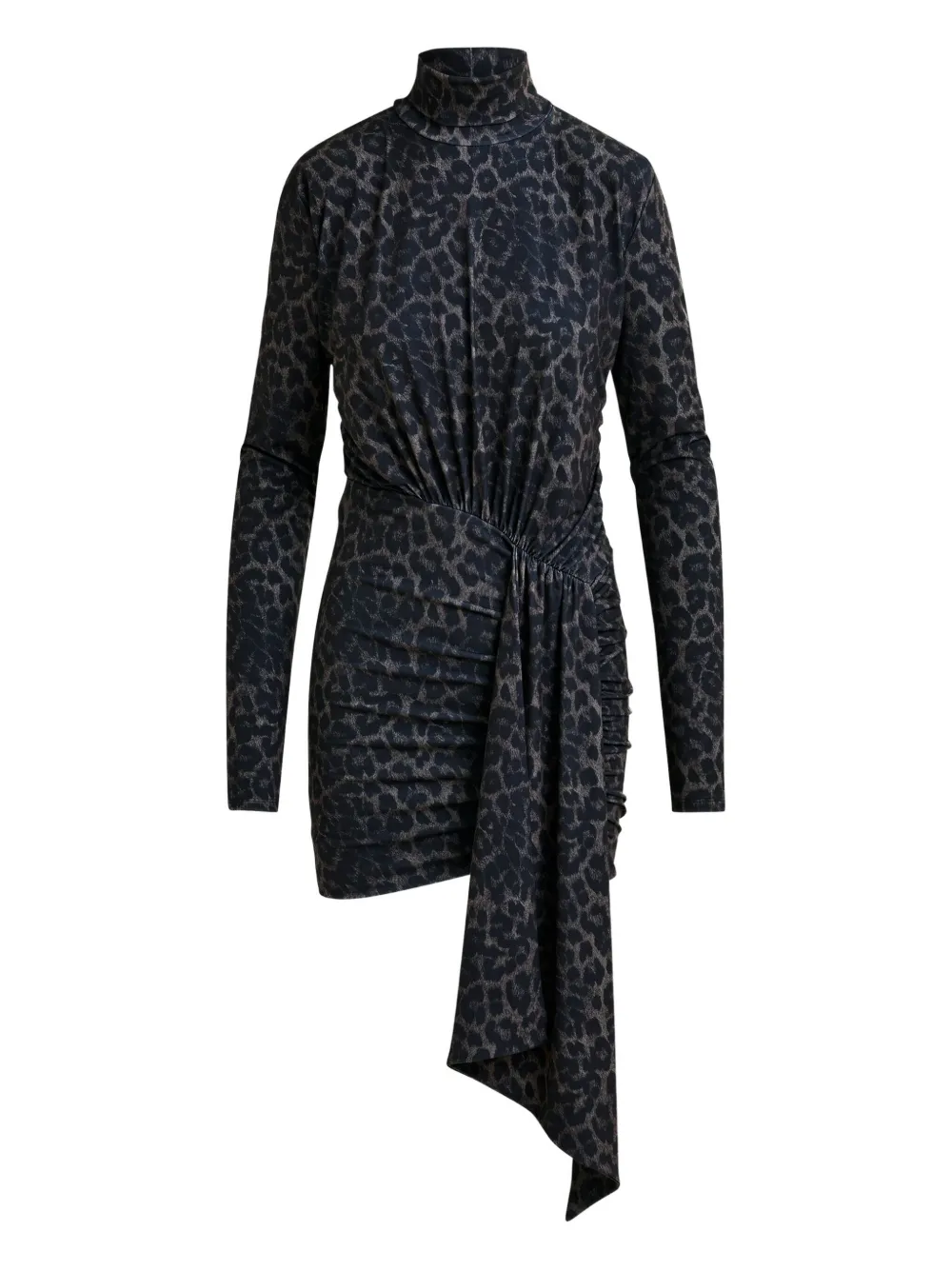 Essentiel Antwerp Imortel turtleneck leopard-print mini dress | Black | Image 1