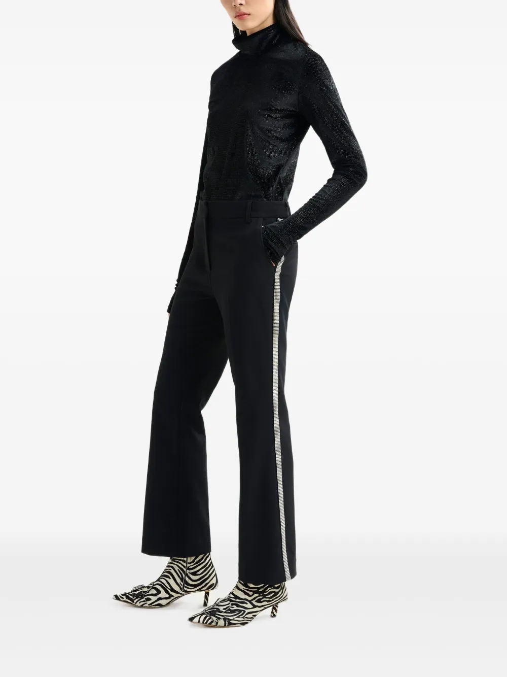 Essentiel Antwerp Indienne Turtleneck Dotted T-shirt In Black