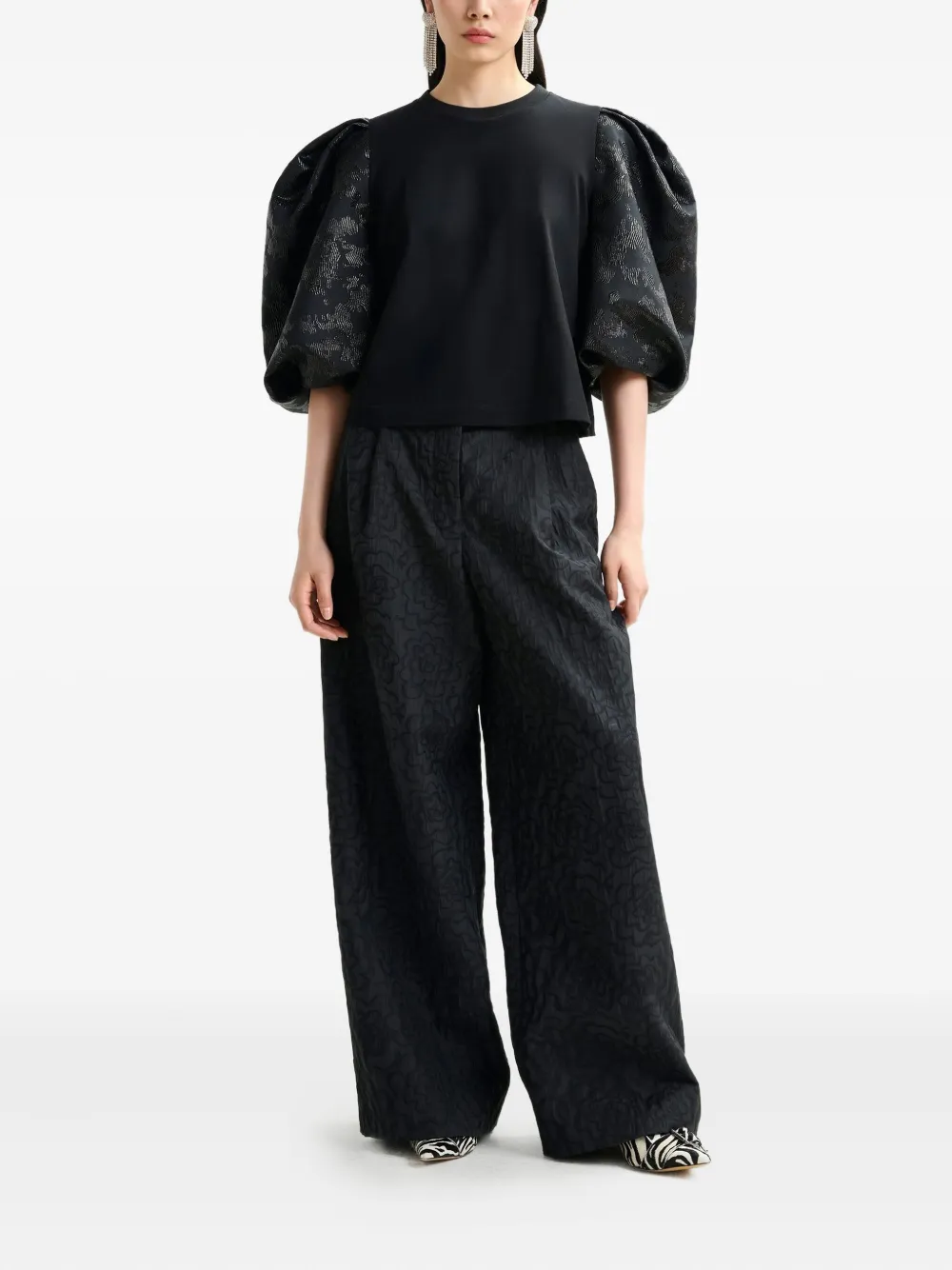 Essentiel Antwerp Instore Jacquard Pleated Trousers In Black