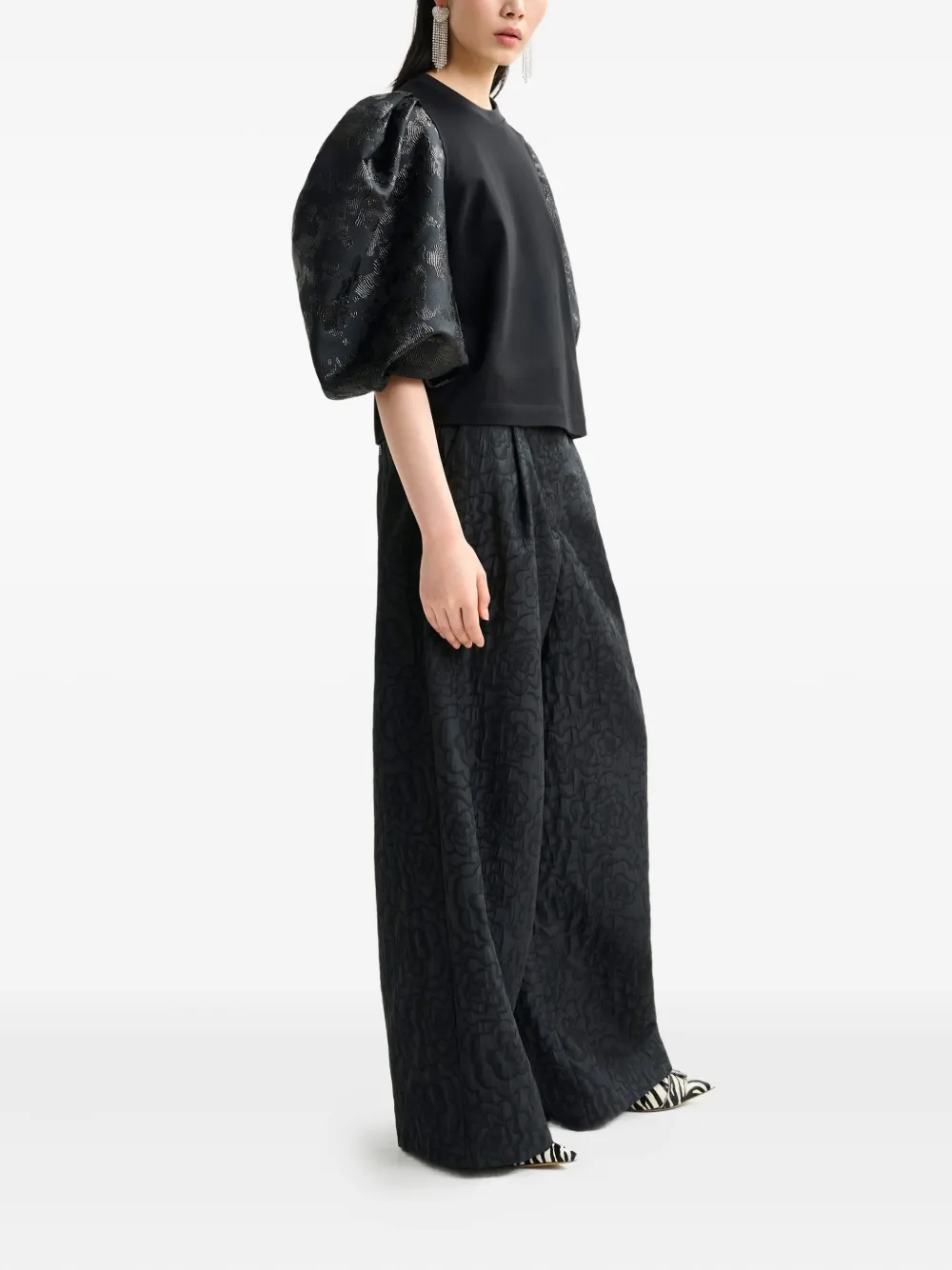 Essentiel Antwerp Instore Jacquard Pleated Trousers In Black