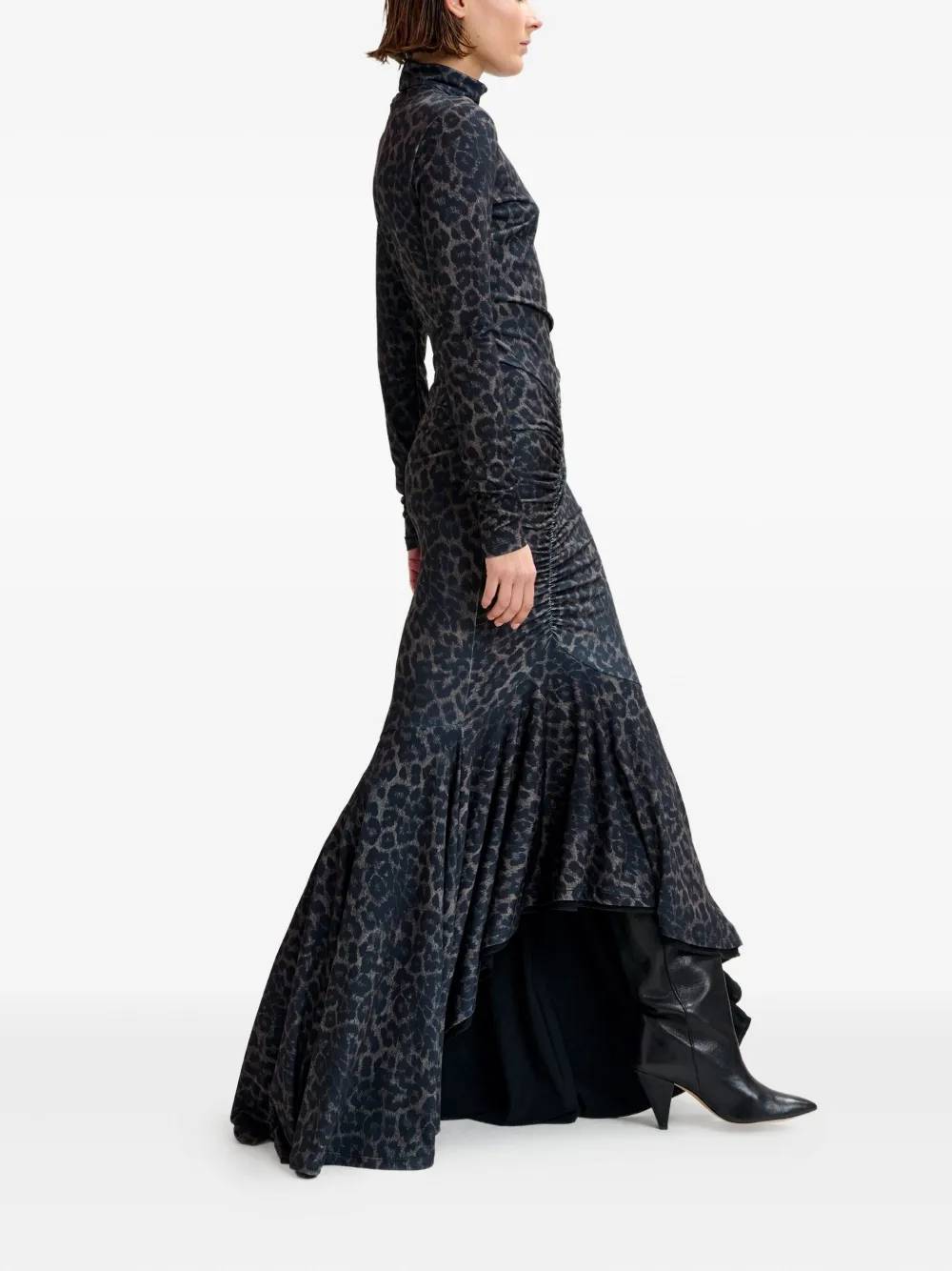 Essentiel Antwerp Ibys Ruched Asymmetric Maxi Dress In Black