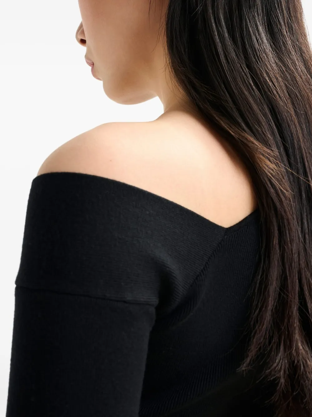 Essentiel Antwerp Imeric Asymmetric Ribbed Sweater In Black