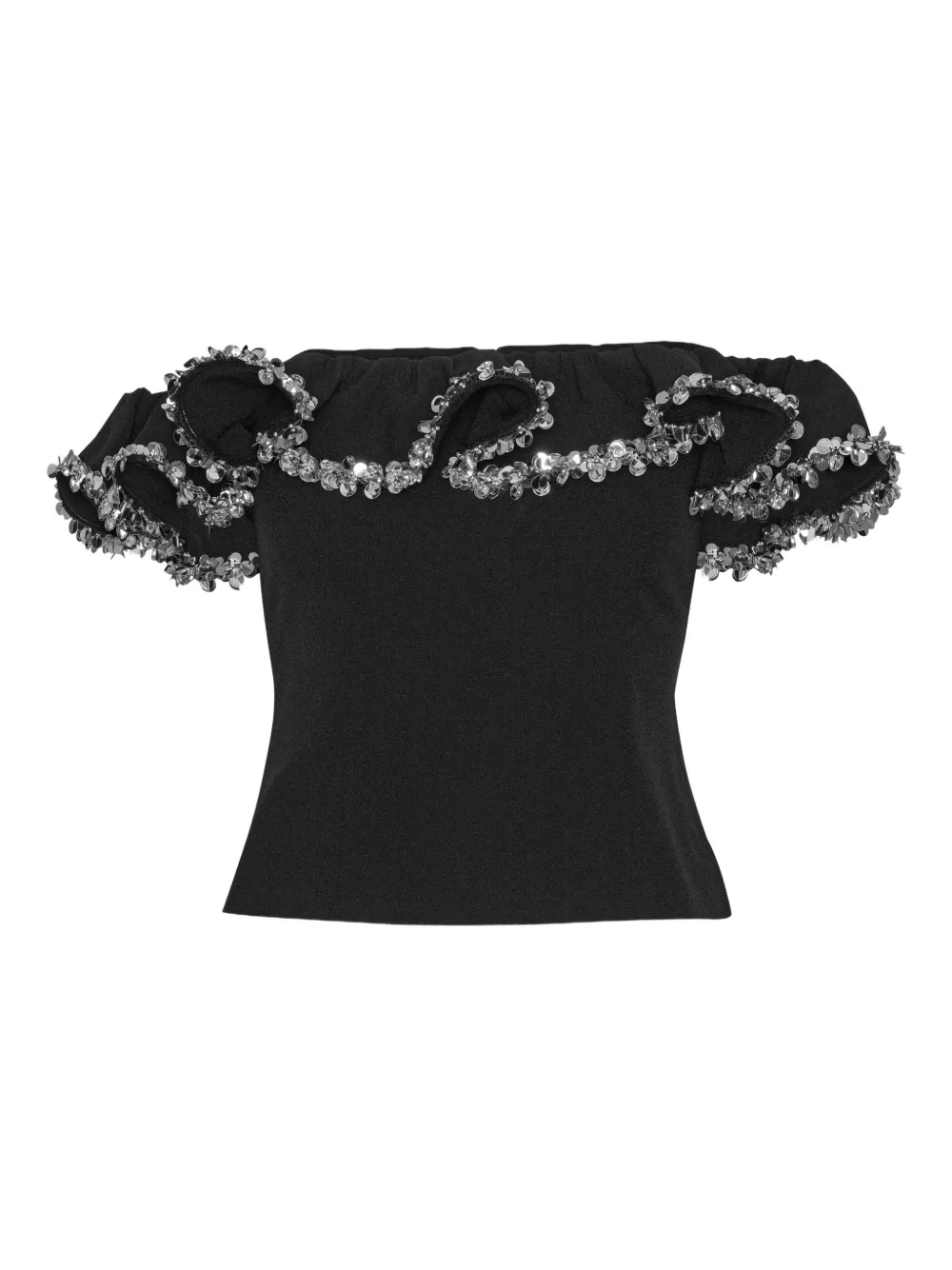 ROTATE BIRGER CHRISTENSEN crepe ruffle top | Black | Image 1