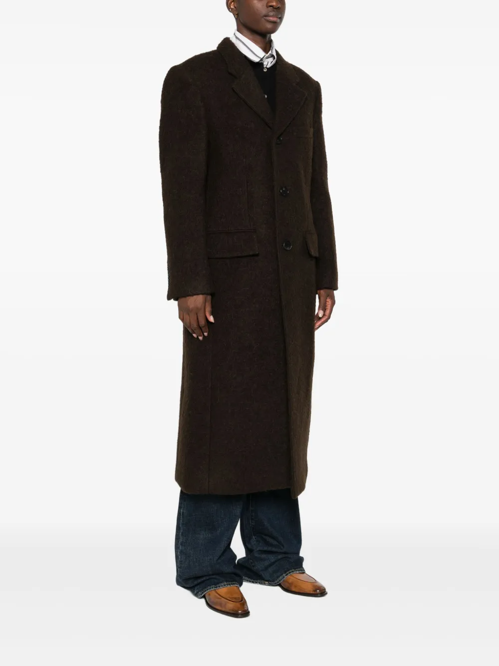 Dunst Wool Single-breasted Coat In Brown