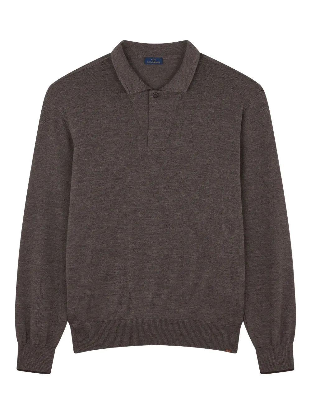 Paul & Shark Long-sleeve Polo Shirt In Brown