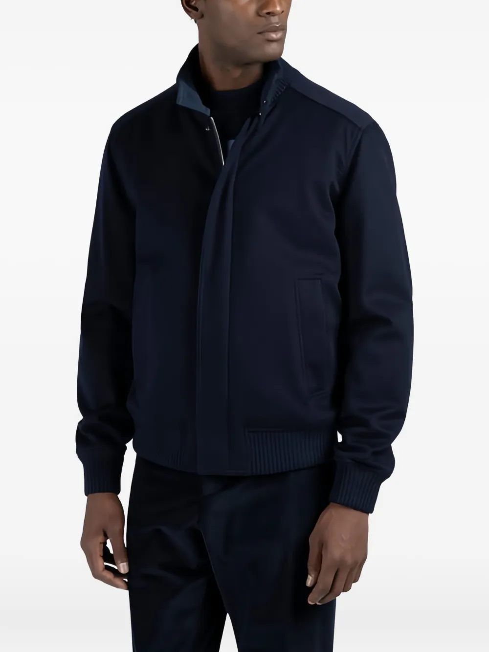 Paul & Shark Cashmere Felt Bomber Jacket In Blue