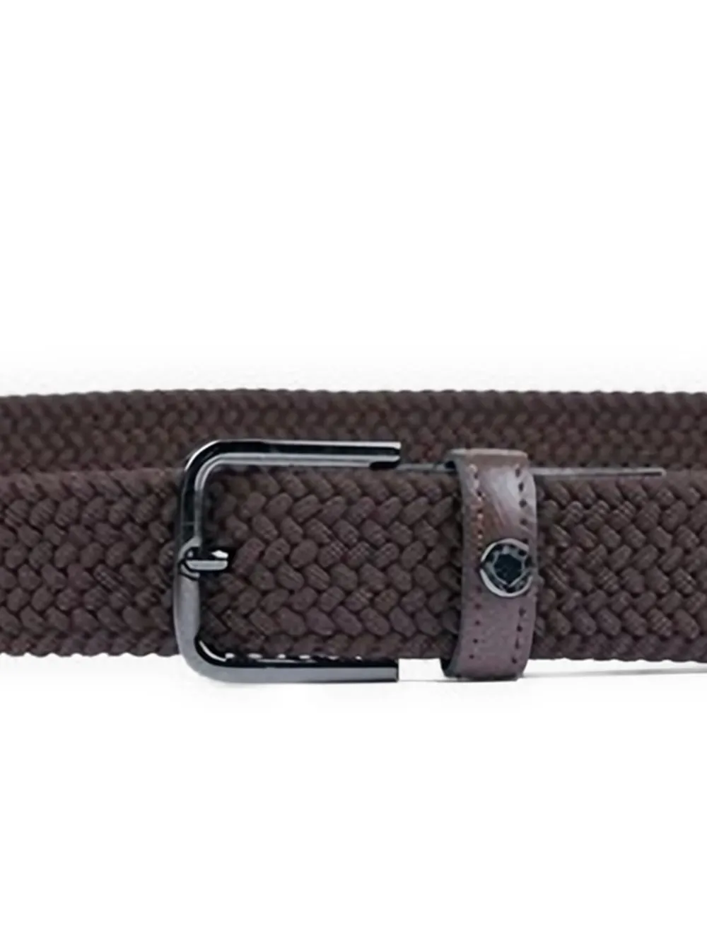Paul & Shark leather-trim interwoven belt - Bruin