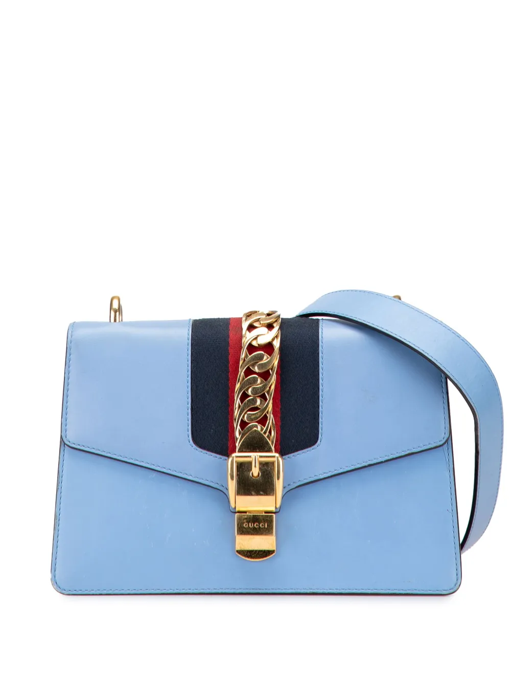 Gucci Pre-Owned 2000-2015 Small Leather Sylvie Web satchel - ブルー Gucci Pre-Owned 2000-2015 Small Leather Sylvie Web satchel - ブルー