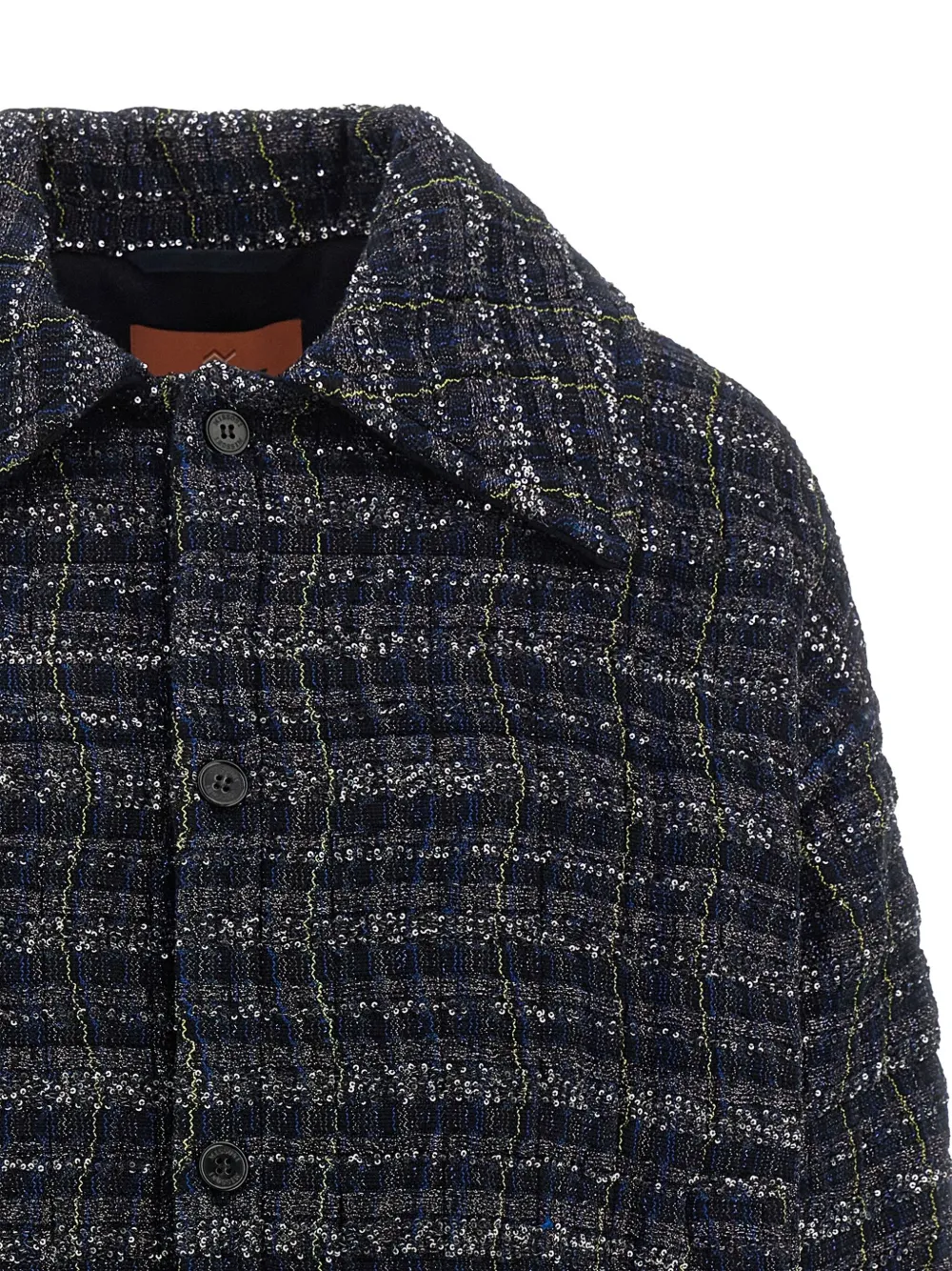 Missoni Textured Fabric Collared Long Sleeve Overshirt In Multi