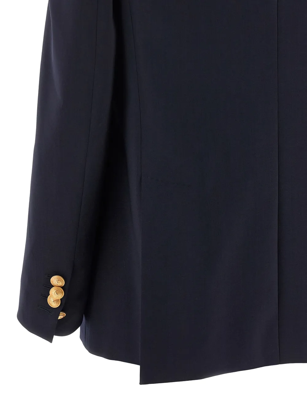 Dsquared2 Double-breasted Wool Blazer With Embroidered Hard Shoulders In Blue