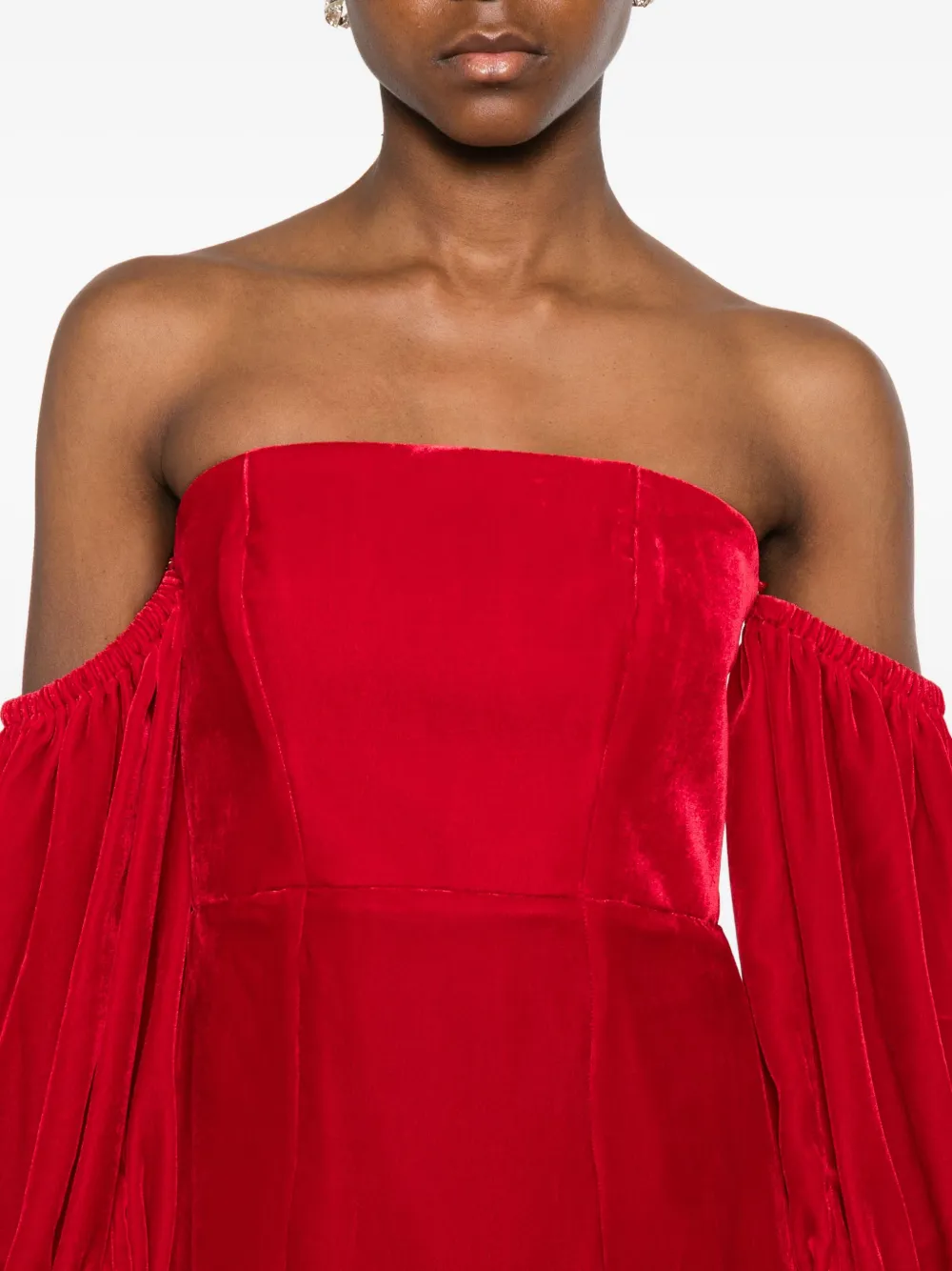 Forte Jurk met pofmouwen en bustier-design Rood