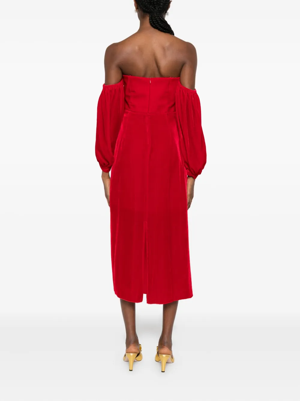 Forte Jurk met pofmouwen en bustier-design Rood