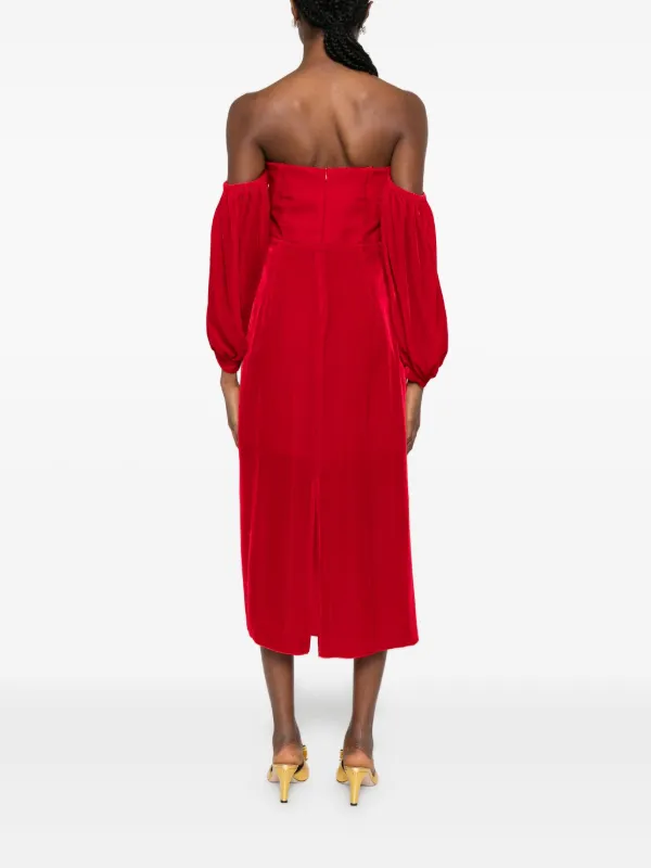 open lace back dress STRONG STRONG Red Taffeta Long Dress 13579 main image 0