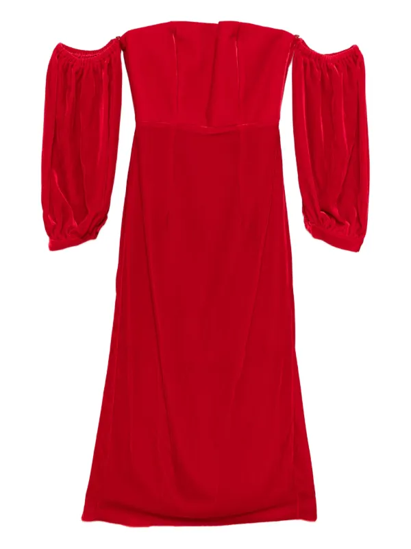 forte forte red dress Forte_forte Bustier Puff-sleeve Dress