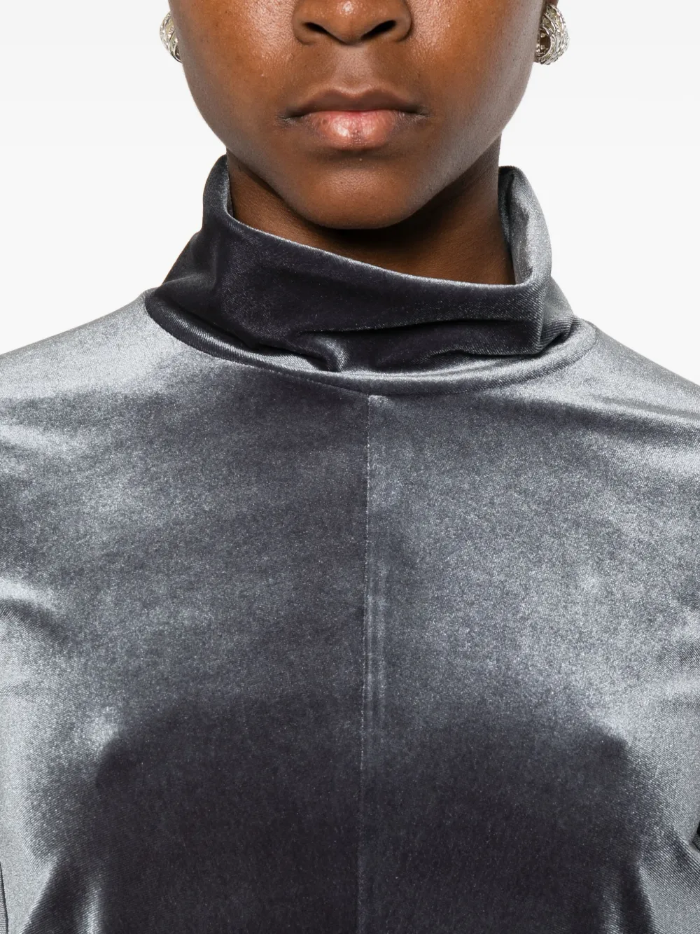 Forte Fluwelen T-shirt met col Zwart